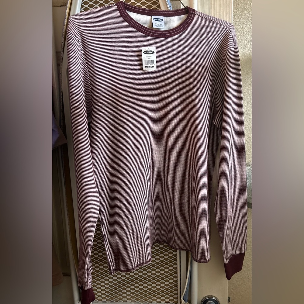 NWT Old Navy Maroon Striped Long Sleeve Tee
